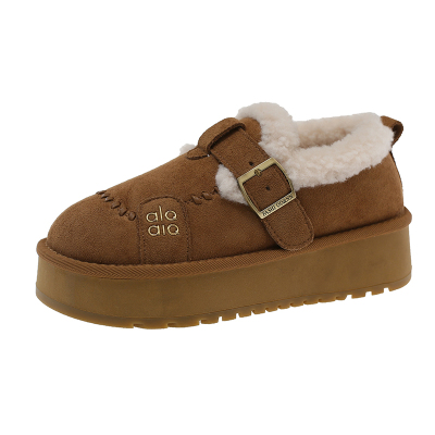 厚底增高加绒雪地靴女款2025新款冬季毛毛鞋加厚保暖防滑勃肯棉鞋