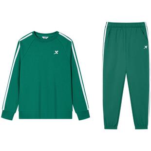 特步童装男女童套装春秋新款运动服两件套长袖中大童套头卫衣套装