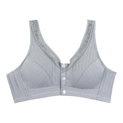 妈妈内衣文胸中年妇女老年人女背心式前扣大码50岁无钢圈纯棉胸罩