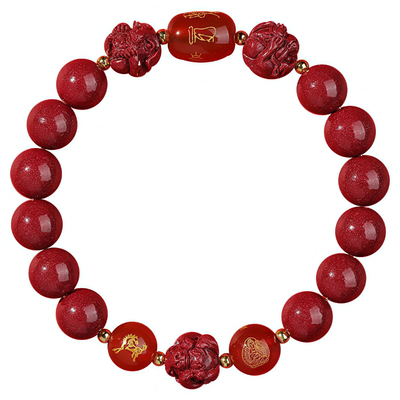 【普陀山直发】本命年三合六合手串正品女款生肖属相化解朱砂手链