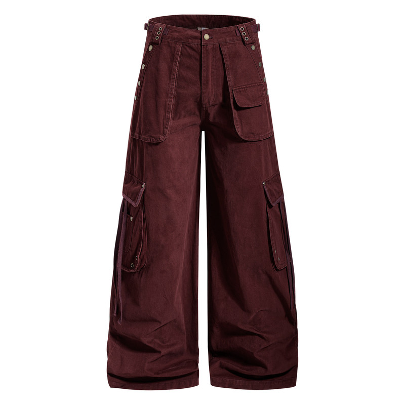 BTSG重工水洗做旧金属立体多口袋阔腿工装裤baggy美式街头拖地裤