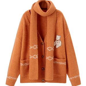 乐町费尔岛纹开衫秋季新款复古学院风毛衣C2EDD44