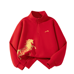贵人鸟童装男童卫衣春秋季儿童红色本命年衣服中大童加绒加厚上衣