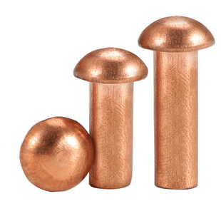 紫铜半圆头铆钉圆帽实心铆钉敲击式圆头铜卯钉M2M2.5M3M4M5M6M8
