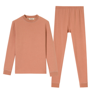 顶瓜瓜380G彩棉加绒加厚秋衣秋裤套装女士纯棉打底衫男士保暖内衣