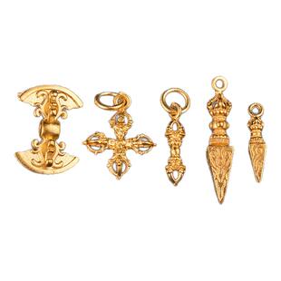 沙金新款金刚杵吊坠隔珠斧钺降魔杵配件手工diy手链项链饰品材料