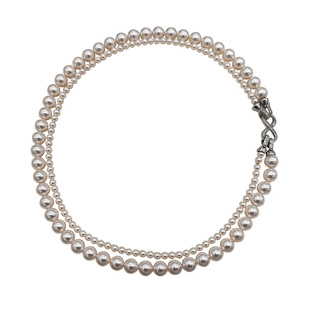 大小双层叠带水晶仿珍珠项链小米珠baby锁骨链通勤毛衣链轻奢高级