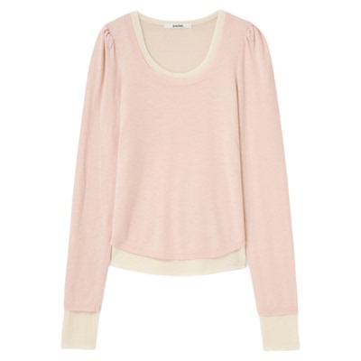 SNIDEL2025秋冬新品简约圆领长袖拼色叠穿针织衫两件套SWNT255142