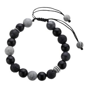刊赛黑色火山石串珠手链男女小众高级感精致复古潮新中式高端手串
