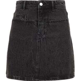 Vero Moda半身裙2025冬季新款纯棉闪钻高腰A字牛仔短裙325437005