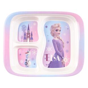 迪士尼儿童餐盘分格防摔女孩专用3岁6宝宝爱莎吃饭碗勺子餐具套装