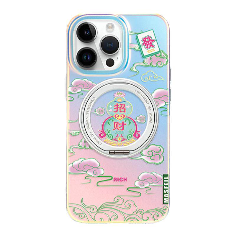MASFEIL × 好运葫芦适用苹果17Promax手机壳新款旋转15磁吸带支架iPhone16Pro保护套支点Lo5女13pm全包14por