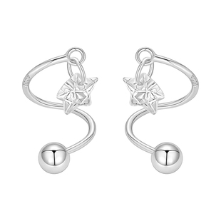925纯银星星耳钉女小众设计高级螺旋耳环螺丝拧扣养耳洞耳坠耳饰