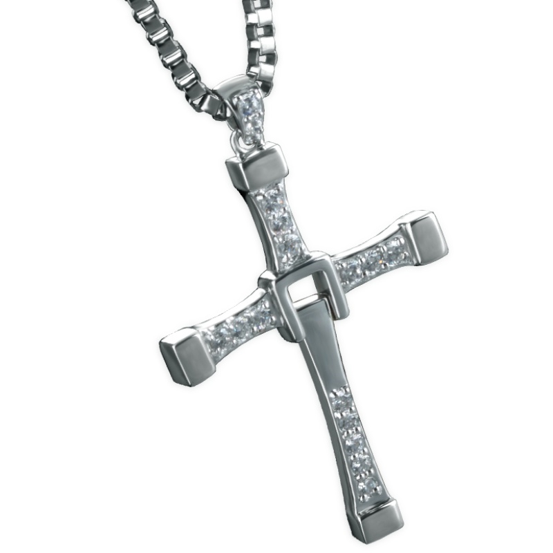 欧美925纯银吊坠镶钻速度十字架项链男潮与激情配饰美式潮牌挂坠
