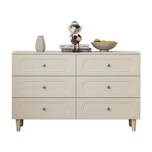 奶油风实木八斗柜现代简约家用抽屉柜靠墙一体卧室床尾收纳五斗柜