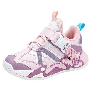 巴布豆女童鞋2025新款秋冬季运动鞋防水皮面儿童女孩户外跑步鞋潮