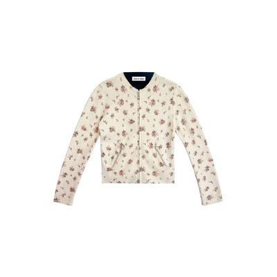 DUEECHEN玫瑰花撞色针织开衫