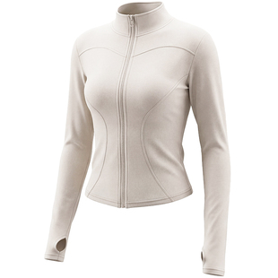 健身女孩加绒瑜伽服外套立领修身户外骑行跑步长袖普拉提运动上衣