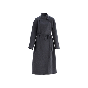 OBEG欧碧倩秋冬新中式双面呢大衣女简约气质系带羊毛外套50484549