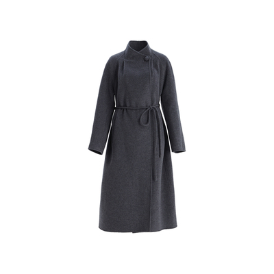 OBEG欧碧倩秋冬新中式双面呢大衣女简约气质系带羊毛外套50484549