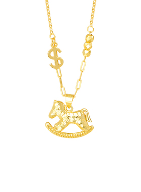 纯银马上有钱马年本命年项链女