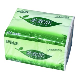 美家欣绿茶抽纸整箱80包卫生纸巾餐巾纸家用实惠装面巾纸抽擦手纸