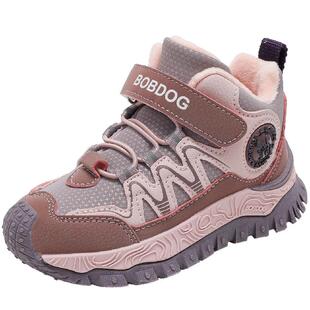 巴布豆童鞋儿童鞋子冬季女孩加绒高帮运动鞋2025新款女大童二棉鞋