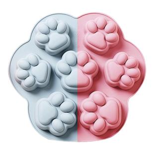 卡通猫爪硅胶蛋糕模食品级可蒸米糕婴儿宝宝辅食果冻烘焙模具带盖