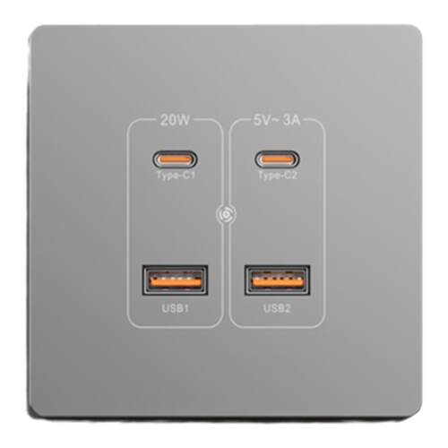 工地USB插座220V快充宿舍36V转5V低压type-c快充USB手机充电明装