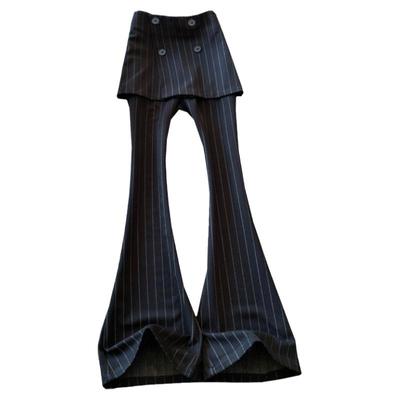 西装裤围裙长裤竖条纹喇叭裤秋