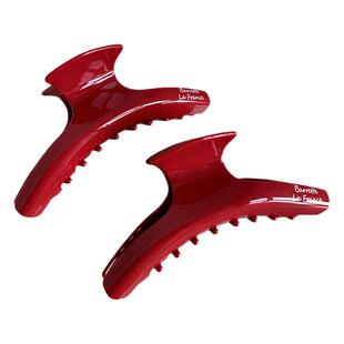 高级红色醋酸发夹气质抓夹大号女后脑勺盘发抓鲨鱼夹子发卡头饰品