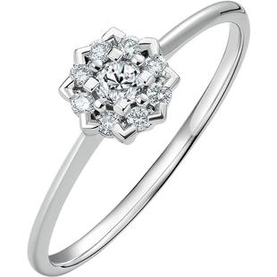 周六福18K金钻戒女天然真钻花甜璀璨群镶结婚求婚婚戒钻石戒指