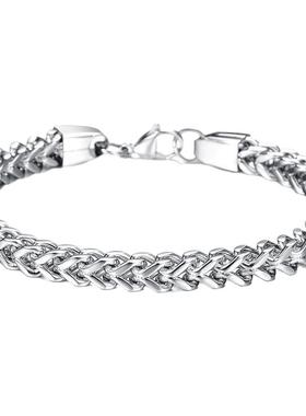 潮男嘻哈手链男士霸气粗手镯潮流简约韩版学生个性手环时尚不锈钢