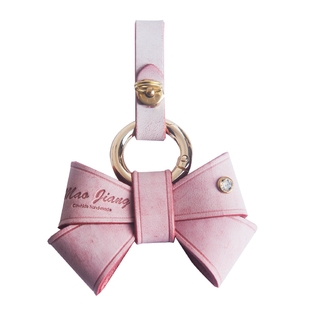 汽车钥匙扣蝴蝶结挂件女生高档ins网红可爱包包挂饰手工牛皮定制