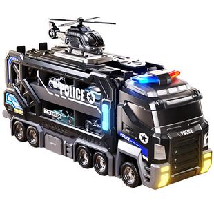儿童特警察车轨道玩具6变形滑行弹射合金收纳小汽车飞机男孩3礼物