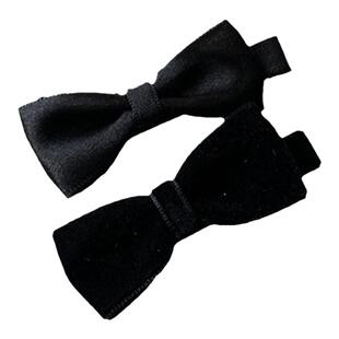 现Sunup_Q韩国ins mini可爱丝绒缎面珍珠蝴蝶结边夹鸭嘴夹刘海夹