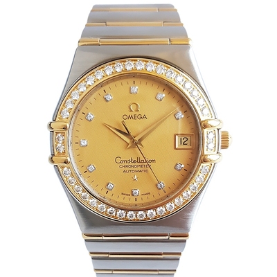 9,8新OMEGA欧米茄星座系列18K黄金后镶钻自动机械手表男士腕表