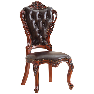 美式椅子欧式实木餐椅家用做旧法式复古木椅餐厅靠背椅酒店咖啡椅