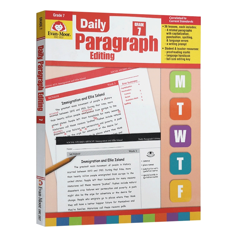 英文原版 Daily Paragraph Editing Grade 7 TE 每日练习系列 段落编辑 七年级 完整版 英文版 进口英语原版书籍