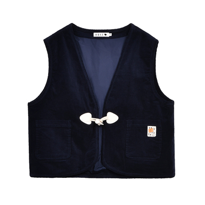 UGIZ韩版复古牛角扣灯芯绒马甲