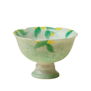 里作 粉引纯手绘桂花高足茶杯陶瓷主人杯精致女士个人专用品茗杯