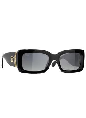 香奈儿双C徽标窄框墨镜