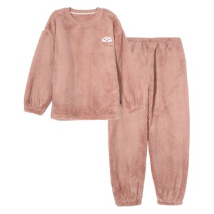 珊瑚绒睡衣女士秋冬长袖套装法兰绒收口束脚蓄热保暖可外穿家居服