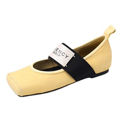 低跟芭蕾舞松紧带黄色玛丽珍鞋