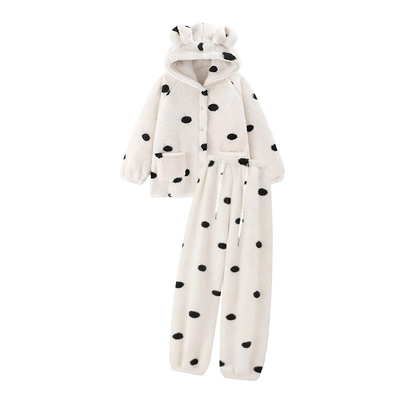 孕妇白色波点套装秋冬2025新款