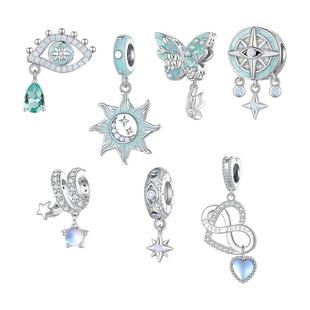 原创珠子串珠S925纯银太阳女祭司塔罗牌项链吊坠月亮水晶手链配件