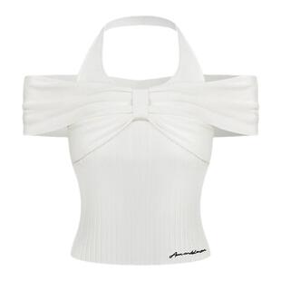 ANN ANDELMAN26春夏女士法式浪漫蝴蝶结一字肩挂脖T恤衫 301286