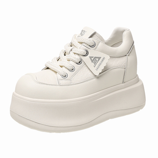 白色新款厚底高跟内增高休闲鞋女款不累脚2026春爆款女士松糕单鞋