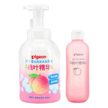 奚梦瑶推荐婴儿桃子水秋冬舒缓洗浴二合一桃叶套装贝亲官方旗舰店实付60元到手包邮