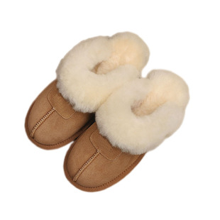 毛毛拖鞋女冬外穿皮毛一体羊毛拖鞋居家包头真皮雪地靴半拖鞋男